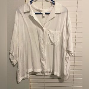 H&M Pearlescent White Button Down Top